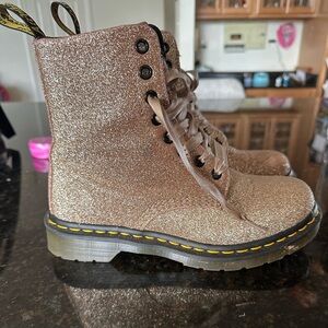 Dr. Martens Pink Combat Moto Boots Lace-Up